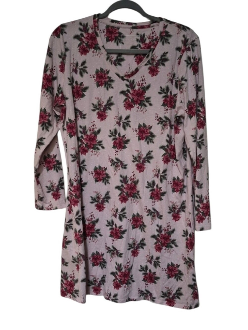 Charter Club Size Large Pink Long Sleeve Night Gown Winter/Christmas Theme